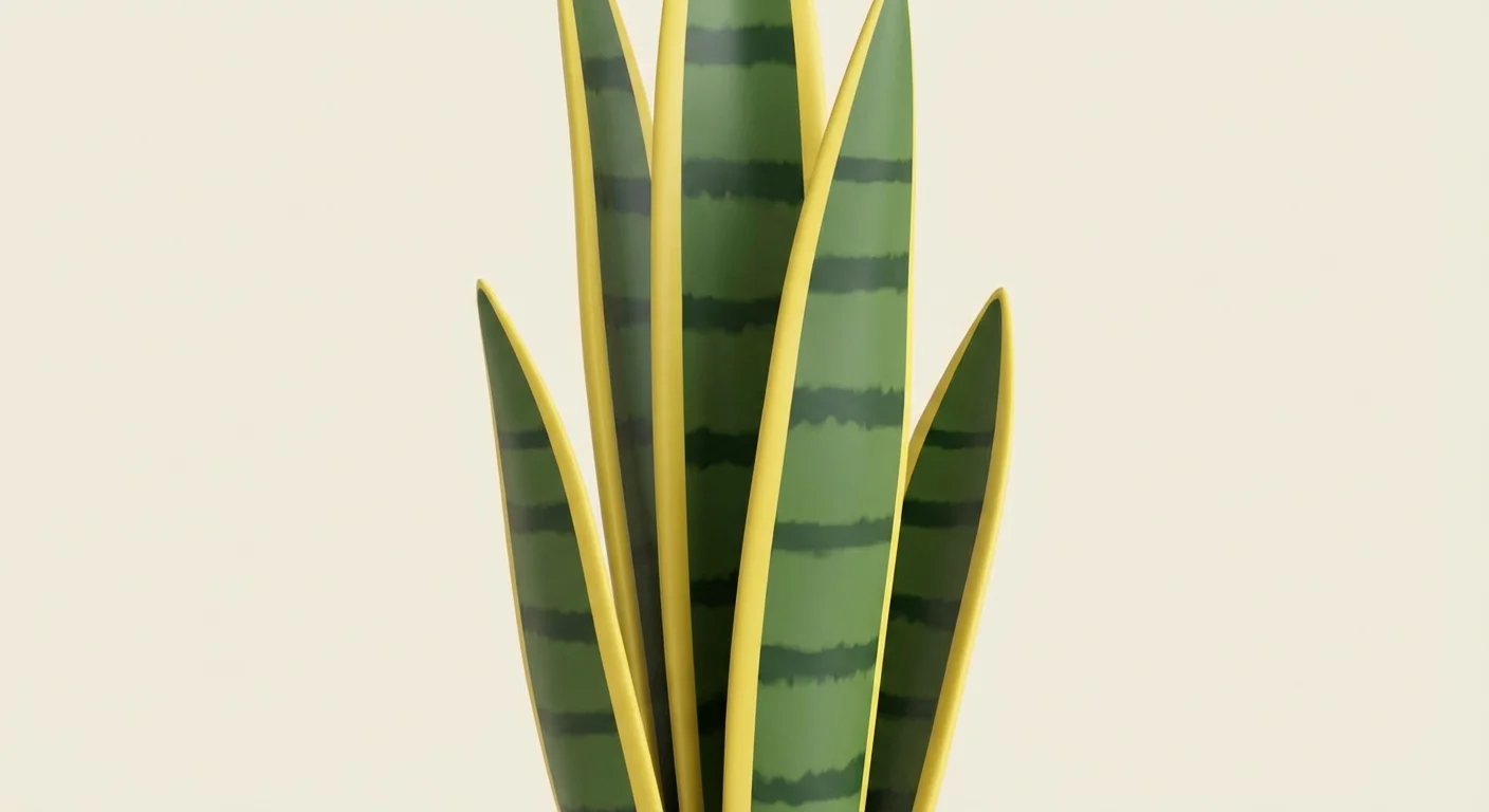 Artistic 3D rendering of vertical yellow and green Sansevieria leaves.