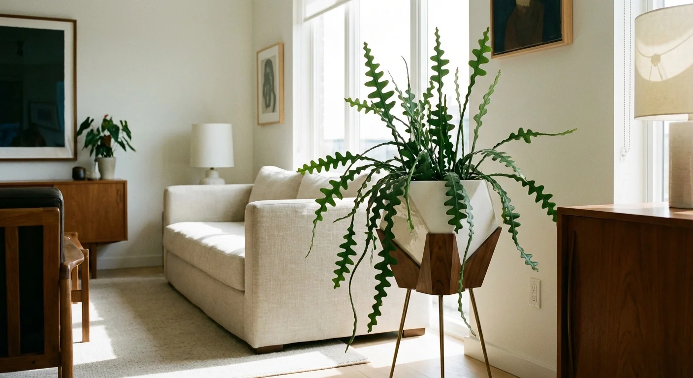 Fishbone cactus with unique zig-zag leaves in a modern planter.