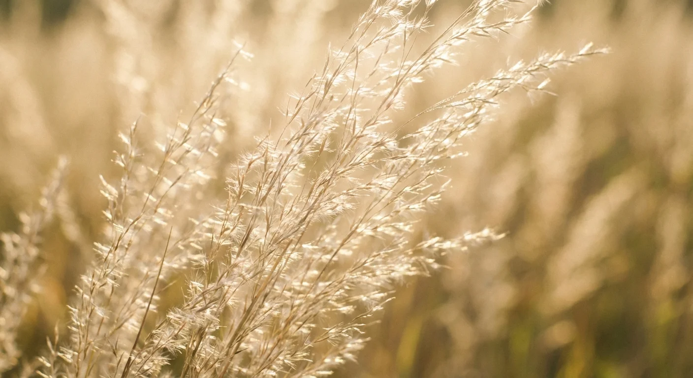 The delicate, misty seed heads of Switchgrass sparkling in the sunlight.