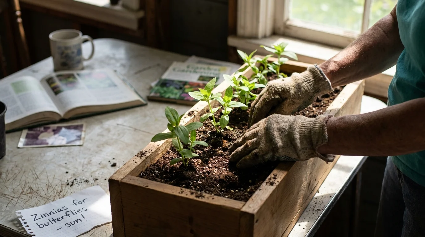Editorial photograph illustrating: Outdoor Strategy #3: Grow Vibrant Zinnias (Zinnia elegans)