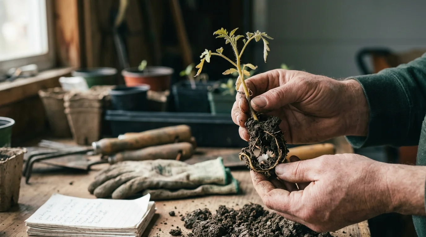 Editorial photograph illustrating: Sign #3: Stunted Plant Growth and Deformed Root Systems